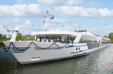 A front exterior shot of the Thomas Hardy ship