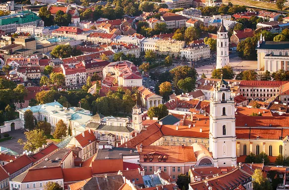 Lithuania's old town Vilnius featuring the church of St. Johns