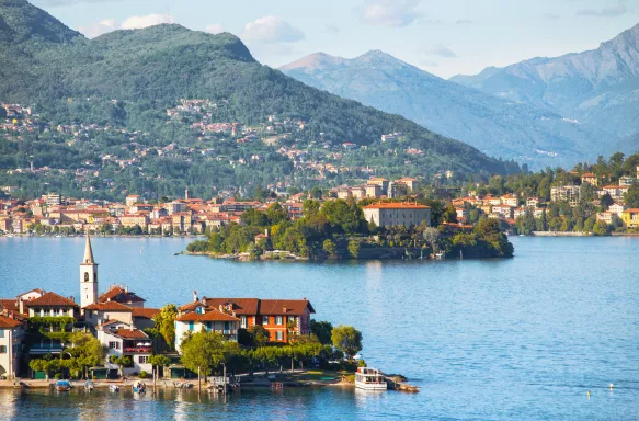 Lake Maggiore, a large lake nestled in-between the regions of Piedmont and Lombardyon, Swedish Alps.