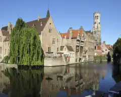 Waterfront buildings in the city of Bruges, Belgium