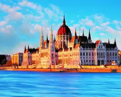 Right hand angle of the Parliament Building in Budapest