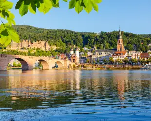 View of bridge over Neckar river in Heidelberg, Germany