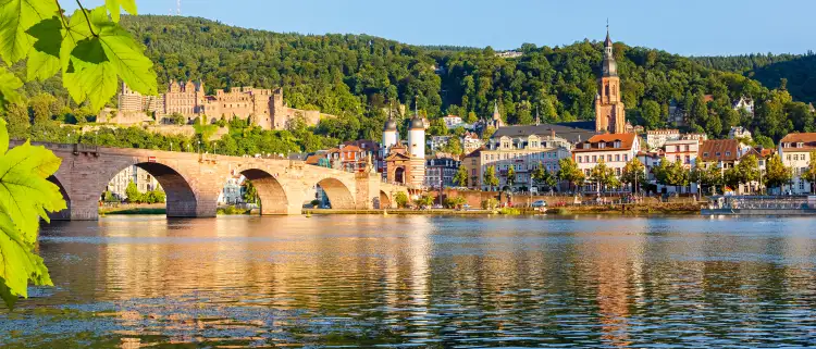 View of bridge over Neckar river in Heidelberg, Germany